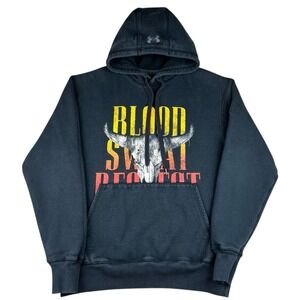 Project Rock Hoodie Mens Small Black Blood Sweat Respect Bull Under Armour Gym